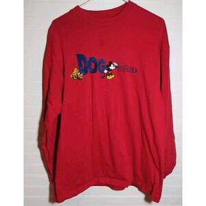 VTG Mickey & Pluto Long Sleeve T-shirt The Disney Store 90s Adult Xlg "Dog Gone"